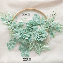 1 Piece Sequin Flower Wedding Gown Appliques Lace Fabric Embroidered Mesh Sew Patch For Dress DIY Decor 38*22CM