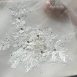 1 Piece Sequin Flower Wedding Gown Appliques Lace Fabric Embroidered Mesh Sew Patch For Dress DIY Decor 38*22CM