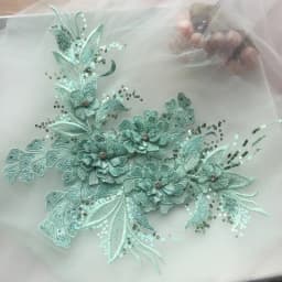 1 Piece Sequin Flower Wedding Gown Appliques Lace Fabric Embroidered Mesh Sew Patch For Dress DIY Decor 38*22CM