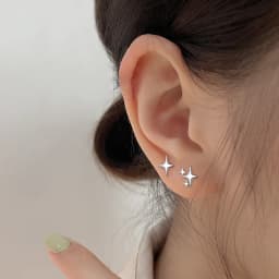 CIAXY Silver Color Asymmetrical Four-pointed Star Earrings for Women Simple Tassel Chain Drop Earrings Party Gift Jewelry