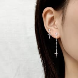 CIAXY Silver Color Asymmetrical Four-pointed Star Earrings for Women Simple Tassel Chain Drop Earrings Party Gift Jewelry