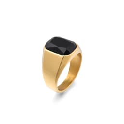 Men's/Women 316LStainless Steel  Onyx Gilded Gem Style Rings Classic Fashion Trend Jewelry Eco-Friendly Material