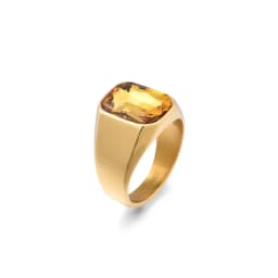 Men's/Women 316LStainless Steel  Onyx Gilded Gem Style Rings Classic Fashion Trend Jewelry Eco-Friendly Material