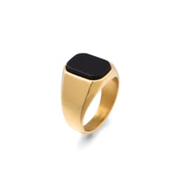 Men's/Women 316LStainless Steel  Onyx Gilded Gem Style Rings Classic Fashion Trend Jewelry Eco-Friendly Material