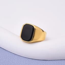 Men's/Women 316LStainless Steel  Onyx Gilded Gem Style Rings Classic Fashion Trend Jewelry Eco-Friendly Material