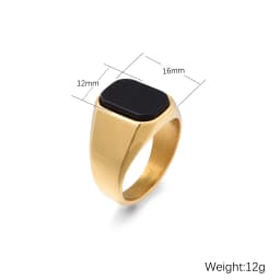 Men's/Women 316LStainless Steel  Onyx Gilded Gem Style Rings Classic Fashion Trend Jewelry Eco-Friendly Material