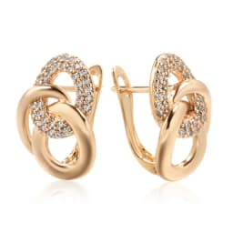 Unique Design Multi-Hoop English Earrings For Women SYOUJYO Natural Zircon Full Paved 585 Rose Gold Color Trendy Jewelry