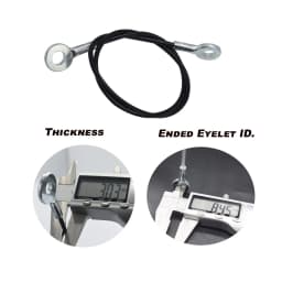 2PCS 3mm Thick Black PVC Polyethylene Coated Cable 304 Stainless Steel Wire Safety Lanyard With M8 Galvanized Eyelets Ended Rope