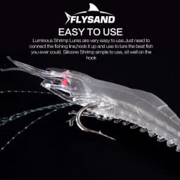 FLYSAND Shrimp Lure with Hooks Luminous Soft Fishing Lures Shrimp Bait Silicone Enticement Tackle Baits FlySand Fishing Tool