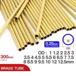 2pcs-15pcs Brass Pipe 0.25mm Wall Thickness 1-12.5mm OD Brass Tube Straight Tubing Copper Tube Thin-Walled Small Diameter