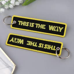 KKZ906 This Is The Way Motorcycle Keychain For Driver Men Gifts Cars Key Tag Embroidery Mandalorian Keyring Fashion Trinket