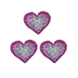 3Pcs Pink Yellow Blue Heart Rhinestone Patches Applique Iron on Glitter Shiny Repair For Clothing Jeans Decoration 6.8*6.3CM