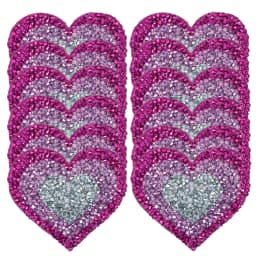 3Pcs Pink Yellow Blue Heart Rhinestone Patches Applique Iron on Glitter Shiny Repair For Clothing Jeans Decoration 6.8*6.3CM