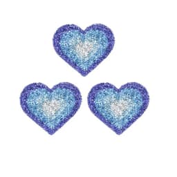 3Pcs Pink Yellow Blue Heart Rhinestone Patches Applique Iron on Glitter Shiny Repair For Clothing Jeans Decoration 6.8*6.3CM