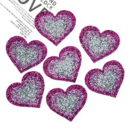 3Pcs Pink Yellow Blue Heart Rhinestone Patches Applique Iron on Glitter Shiny Repair For Clothing Jeans Decoration 6.8*6.3CM