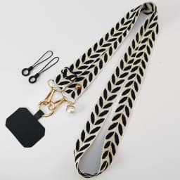 Adjustable Crossbody Long Mobile Phone Lanyard Wide Cloth Neckband Strap Rope Women's Pearl Hanging Ornaments Anti-Lost Lanyard