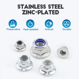 NINDEJIN 2-20pcs Nylon Insert Flange Locknuts M3 M4 M5 M6 M8 M10 M12 Stainless Steel Zinc Plated Hexagon Nylon Flange Lock Nut