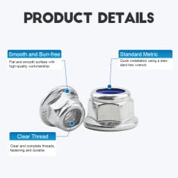 NINDEJIN 2-20pcs Nylon Insert Flange Locknuts M3 M4 M5 M6 M8 M10 M12 Stainless Steel Zinc Plated Hexagon Nylon Flange Lock Nut