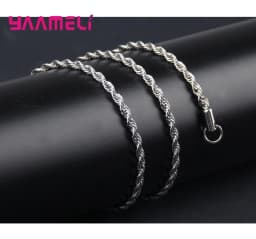 Top Sale Real Pure 925 Sterling Silver Necklace Jewelry Chain for Men Women 2MM 3MM 4MM Width Twisted Rope with Lobster Clasps