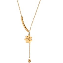 DIEYURO 316L Stainless Steel 2021 Hot Sale Beautiful Flower Hanging Chain Long Style Exquisite Clavicle Chain Necklace For Women
