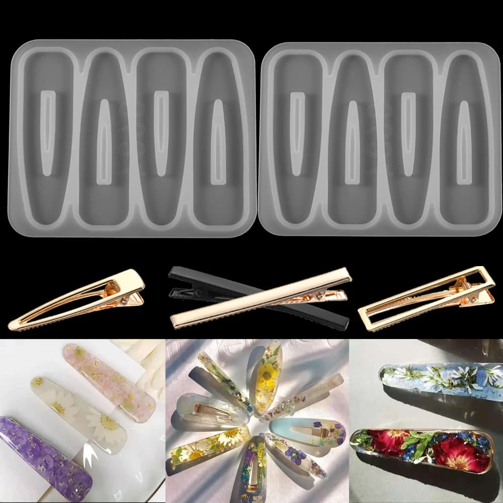 Barrettes Silicone Molds Metal Geometric Hair Clips Epoxy Resin Mold For DIY Resin Hairpin Crafts Jewelry Making Accessorires