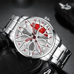 Fashion Mens Car Wheel Watches Luxury Men Sports Waterproof Quartz Wristwatch Stainless Steel Wheel Hub Watch Relogio Masculino