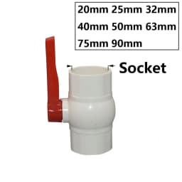 20~90mm Thread and Socket Type PVC Ball Valve Garden Irrigation Fittings Switch Ball Valve DN15/20/25/32/40/50/65/80