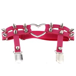 DIEZI PU Leather Elastic Garter Belt Leg Thigh Ring Suspender Stockings Belt Leg Chain Harness Rivet Heart Anklet Body Jewelry