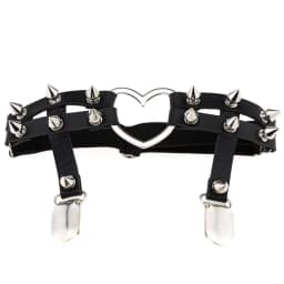 DIEZI PU Leather Elastic Garter Belt Leg Thigh Ring Suspender Stockings Belt Leg Chain Harness Rivet Heart Anklet Body Jewelry