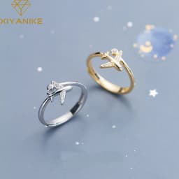 XIYANIKE Silver Color Zircon Airplane Adjustable Open Finger Rings for Women Korean Charming Fashion Jewelry Gift Wedding