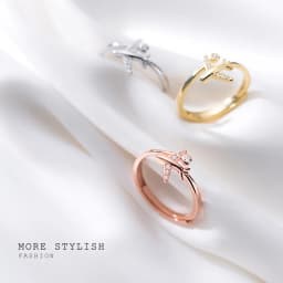 XIYANIKE Silver Color Zircon Airplane Adjustable Open Finger Rings for Women Korean Charming Fashion Jewelry Gift Wedding