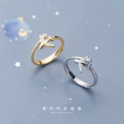 XIYANIKE Silver Color Zircon Airplane Adjustable Open Finger Rings for Women Korean Charming Fashion Jewelry Gift Wedding