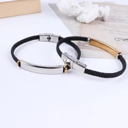 Punk Thin Custom name Leather Men Bracelet Personalized Stainless Steel Bracelets For Women Men ID Bracelet