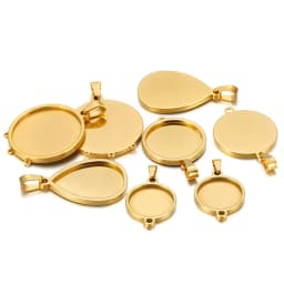 5pcs/lot stainless steel blank Cabochon Base Setting Charms Round Oval Pendant fit 15 20 25mm jewelry making supplies