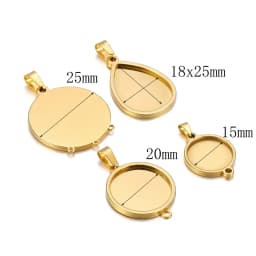5pcs/lot stainless steel blank Cabochon Base Setting Charms Round Oval Pendant fit 15 20 25mm jewelry making supplies