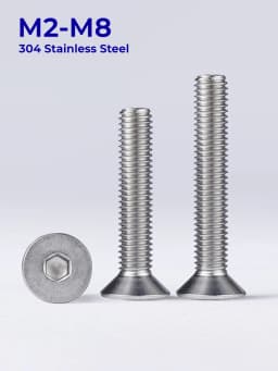 M2 M2.5 M3 M4 M5 M6 M8 DIN7911 304 A2 Stainless Steel Hexagon Hex Socket Flat Countersunk Head Furniture Screws Allen Bolts