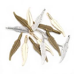 30pcs 31x6.5mm Feather Charms Pendants Bronze Antique Silver Plated KC Gold DIY Jewelry Making Findings for Necklace Bracelet