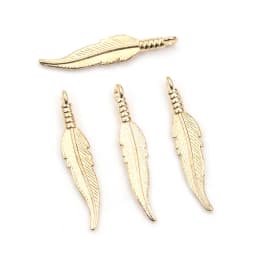 30pcs 31x6.5mm Feather Charms Pendants Bronze Antique Silver Plated KC Gold DIY Jewelry Making Findings for Necklace Bracelet