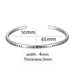 Vintage 925 Silver Plated C-Bangle Featured Europe and American Personality Weathered Natural Stone Bead Bracelet Unisex Jewelry