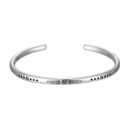 Vintage 925 Silver Plated C-Bangle Featured Europe and American Personality Weathered Natural Stone Bead Bracelet Unisex Jewelry