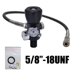 High Pressure DIN Valve Adapter with Gauge Hose, Tank Fill Station Cylinder Refill Charging Valve, M18*1.5, 5/8