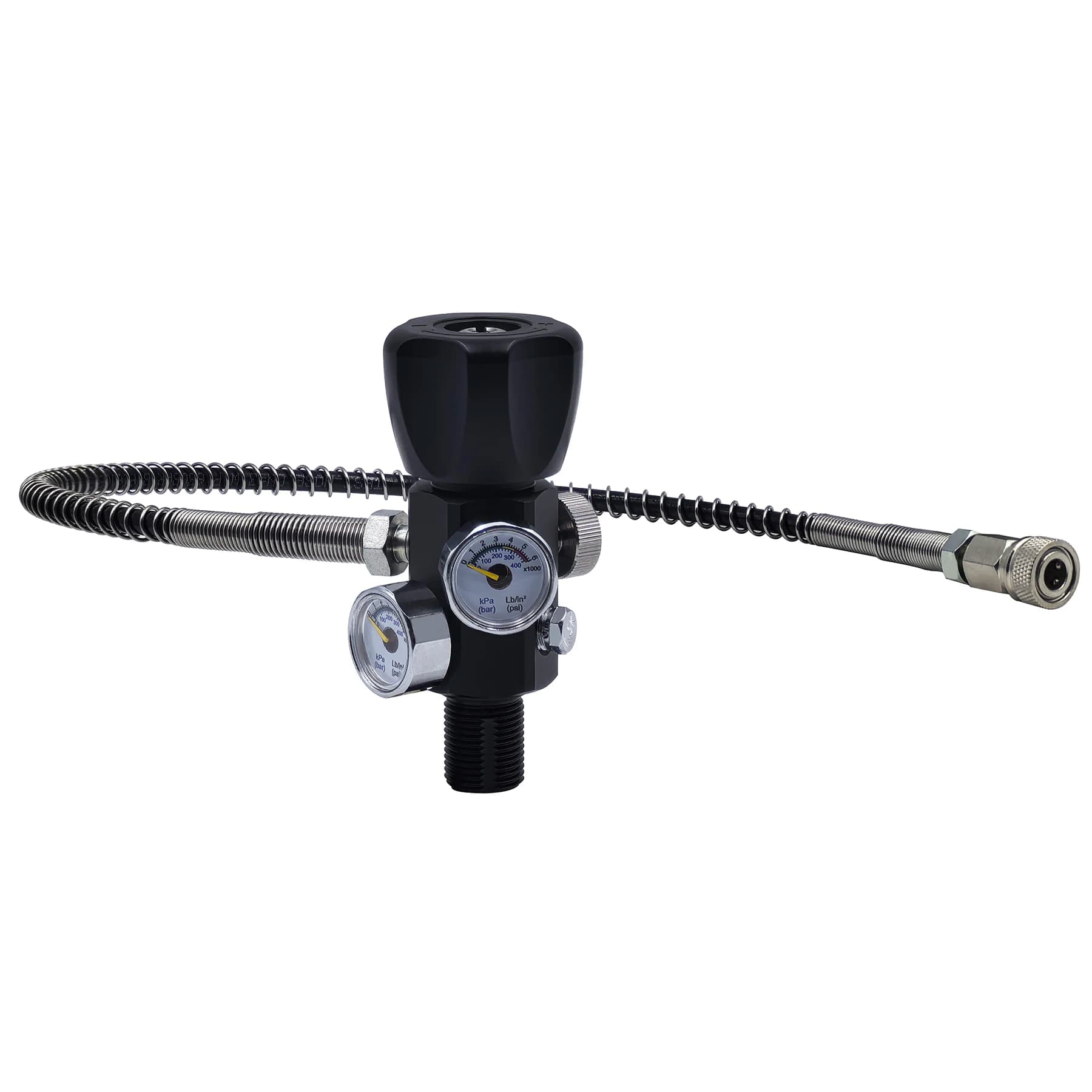 High Pressure DIN Valve Adapter with Gauge Hose, Tank Fill Station Cylinder Refill Charging Valve, M18*1.5, 5/8