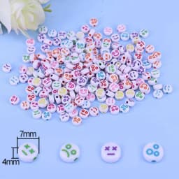 200pcs Mix Letter Acrylic Beads Round Flat Alphabet Spacer Bead and Elastic Cord For Jewelry Make Handmade Diy Bracelet Necklace
