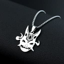 New Genshin Impact Necklace For Teen Punk Anime Cartoon Tartaglia Titanium Steel Necklace Jewelry Accessories For Men Gifts