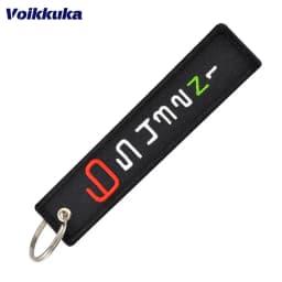 Heartbeat Pattern Motorcycle Keychain Both Sides Embroidery Car Key Accessories Backpack Pendant Chain