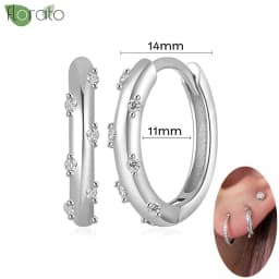 925 Sterling Silver Needle Fashion Small Hoop Earring for Women Mini Round Earrings Party Cartilage Piercing Jewelry Wholesale