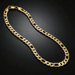 Classic 18K Plated Gold Men's Necklace, Side Chain, Fashion Jewelry, Wedding Party Favors, Brand New, 20", 6mm