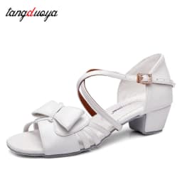 New Girls Ballroom Latin Dance Shoes Women Children's Dance Shoes Women Professional Child/Kids/Salsa Practice Shoes Sandal