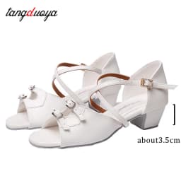 New Girls Ballroom Latin Dance Shoes Women Children's Dance Shoes Women Professional Child/Kids/Salsa Practice Shoes Sandal