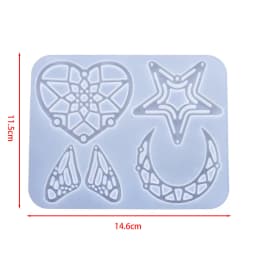 Earring Pendant Silicone Mold Epoxy Resin Jewelry Making Molds Heart Leaves Moon DIY Charms Pendant Mould Creative Jewelry Craft
